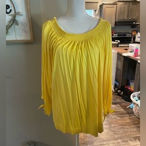 Chaps smocked neck top